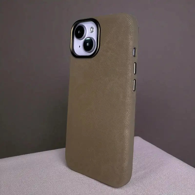 Brown Demin Fabric Case -Iphone 15