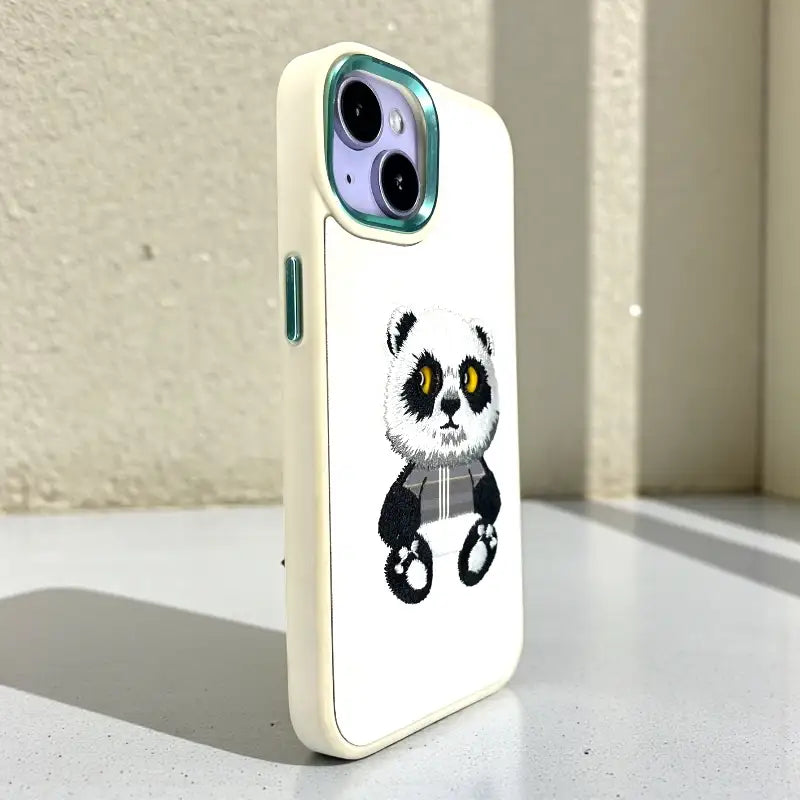 Panda Embroidered Designer Case- iphone 14