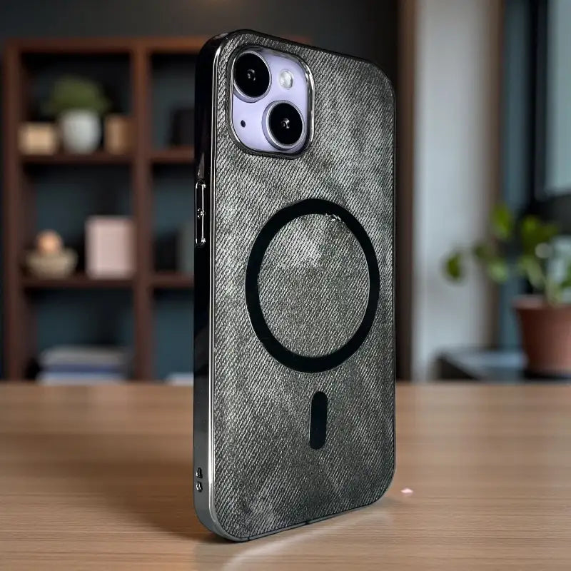 Grey Fabric-Look MagSafe Back Case - iphone 15