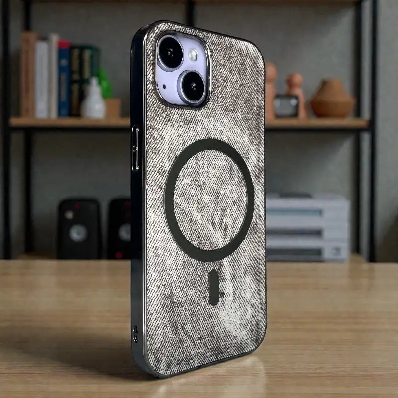 Grey Fabric-Look MagSafe Back Case - iphone 14