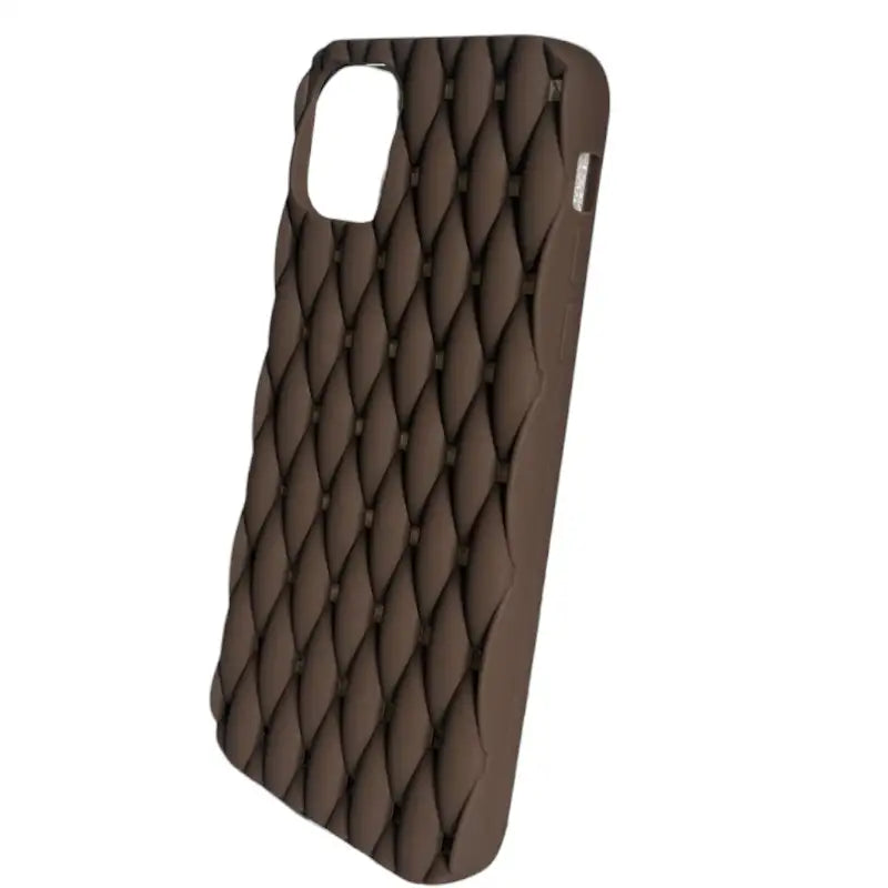 Stylish Brown Tufted iPhone 11 Case with Diamond Pattern