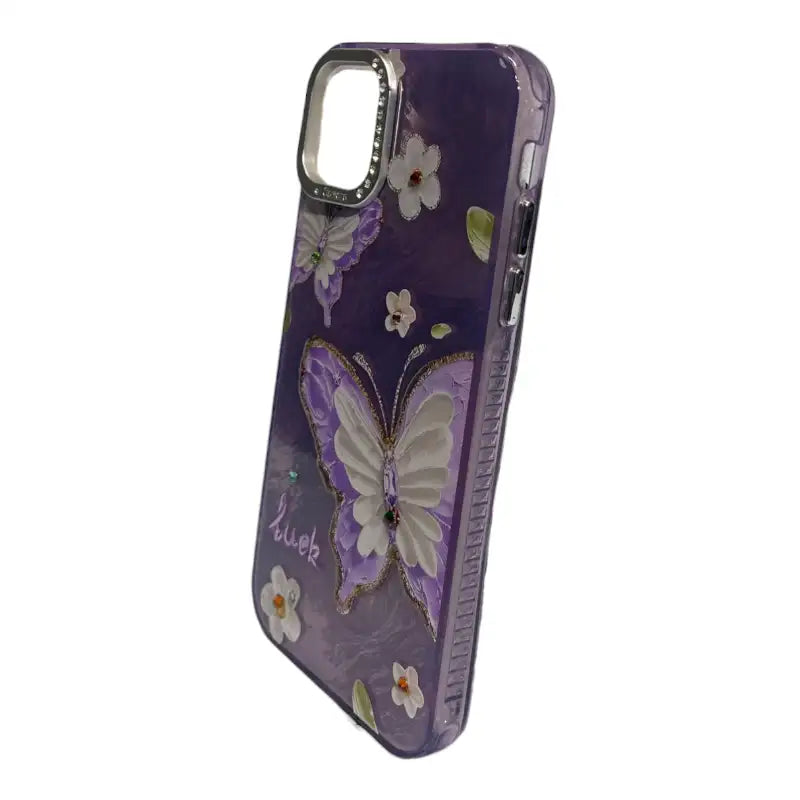 Purple Butterfly iPhone 11 Case with Rhinestone Accents