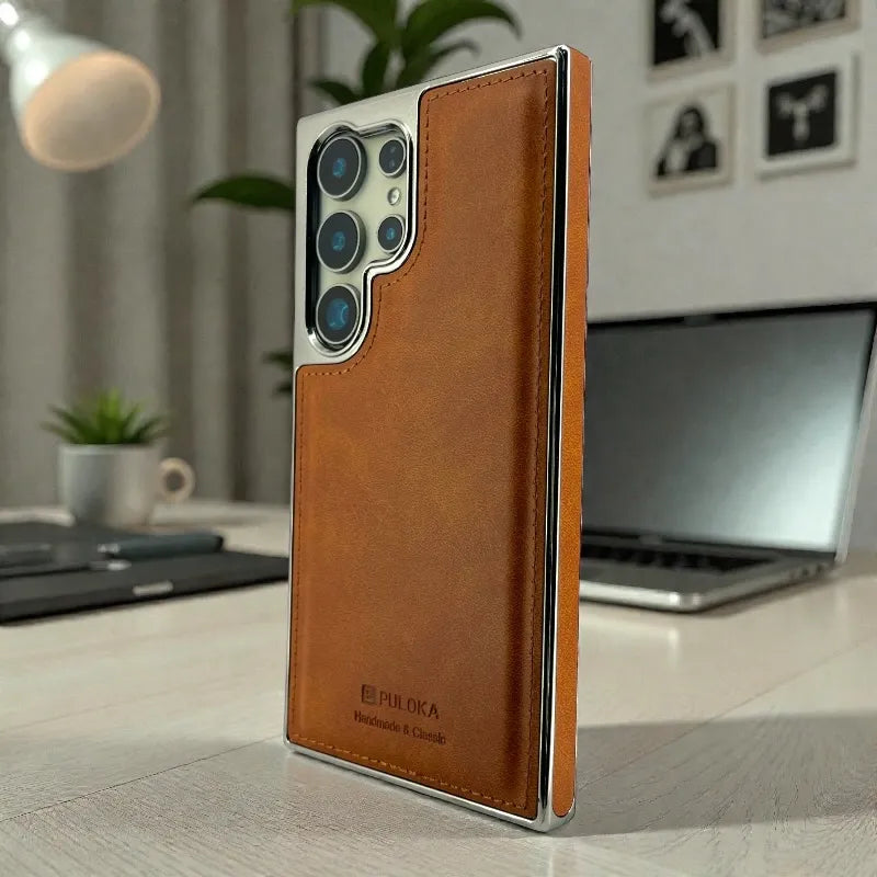 Tan Brown Leather Case - samsung s23 ultra cases