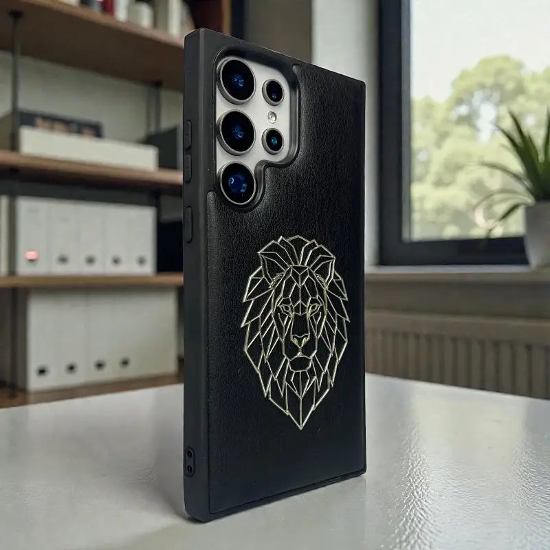 Lion Emblem Leather Case