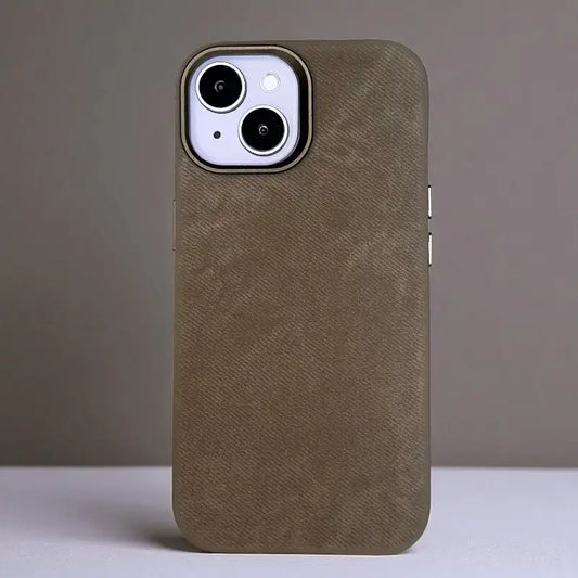 Brown Demin Fabric Case -Iphone 15