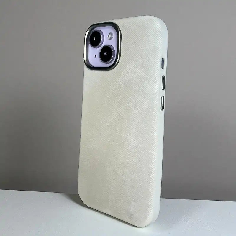 White Demin Fabric Case -Iphone 15