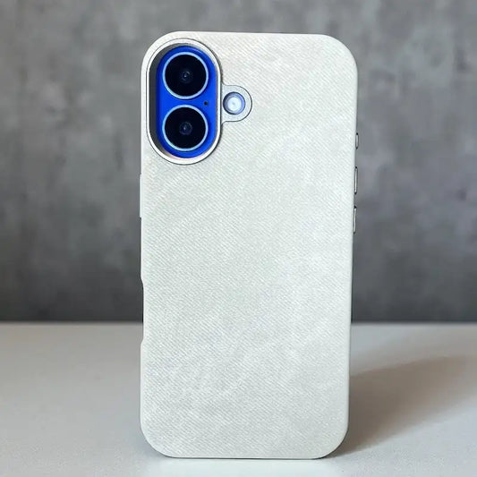 White Demin Fabric Case -Iphone 16