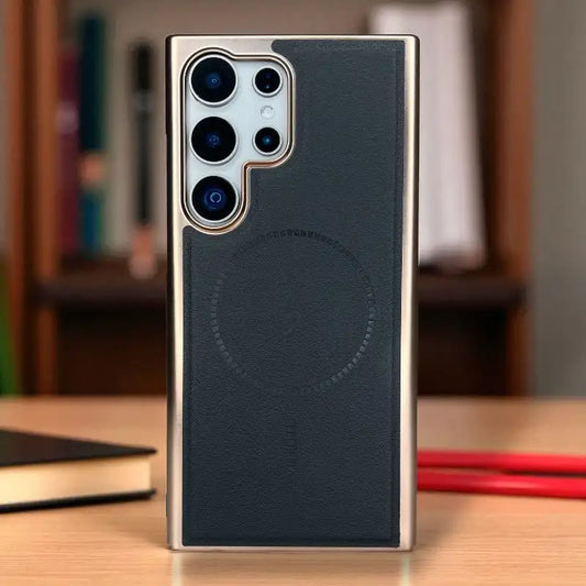 Black Pu Leather Lens Protactive Case -Samsung S25 Ultra