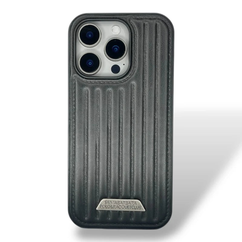 Ribbed Leather Back Case - iphone 16 pro max