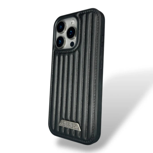 Ribbed Leather Back Case - iphone 16 pro max