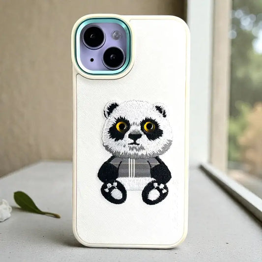 Panda Embroidered Designer Case- iphone 14