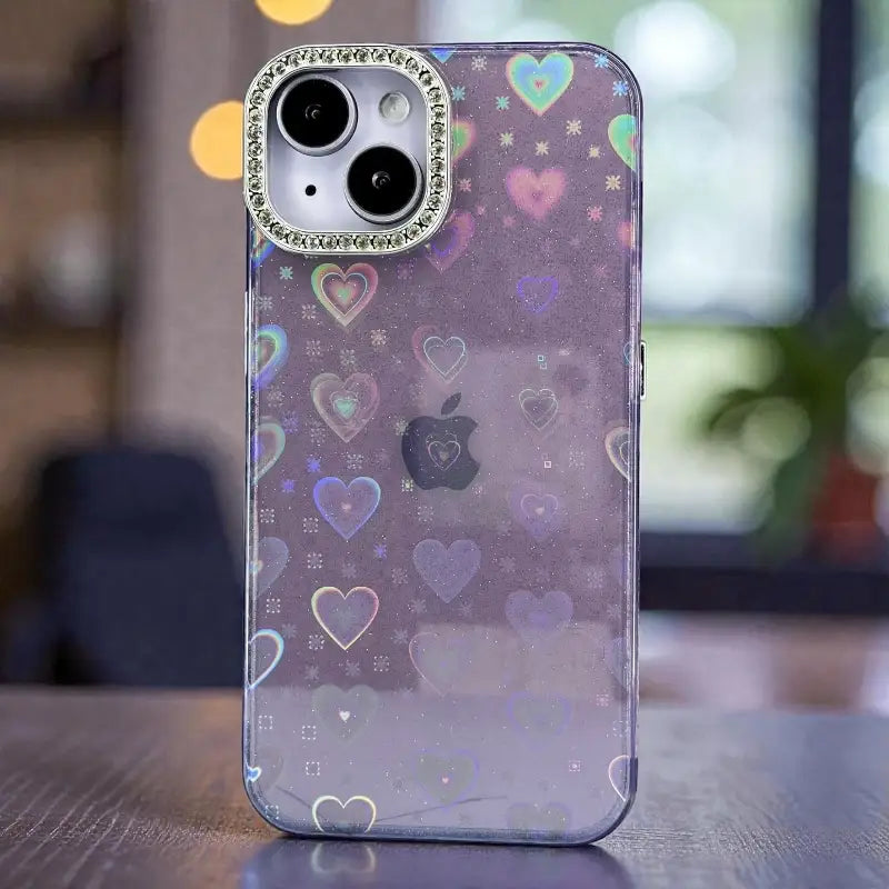 Glitter Heart Transparent Case - iphone 15 cases