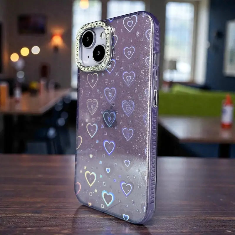 Glitter Heart Transparent Case - iphone 15 cases