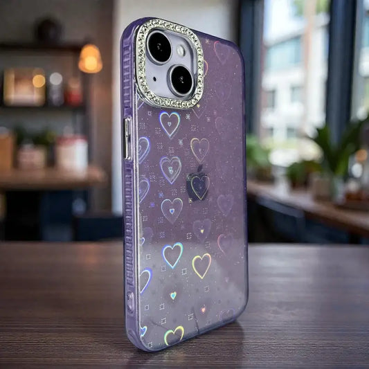 Glitter Heart Transparent Case - iphone 15 cases