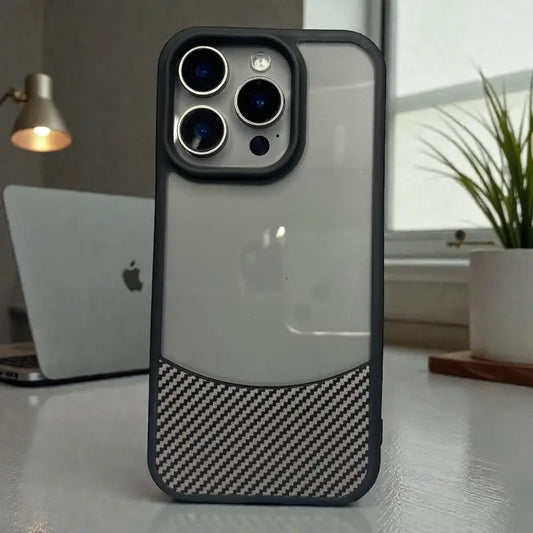 Black Frosted Clear Back Case - iphone 14 pro