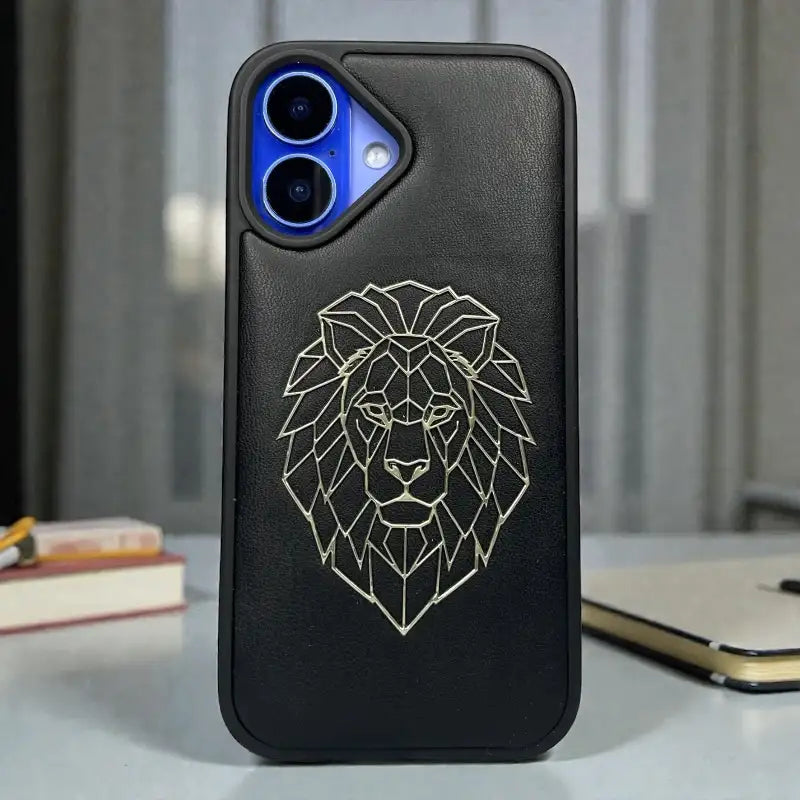 Lion Emblem Leather Case - iphone 16