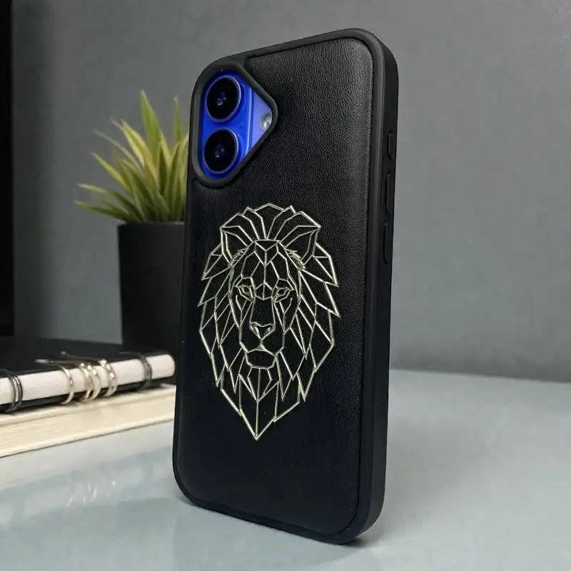 Lion Emblem Leather Case - iphone 16
