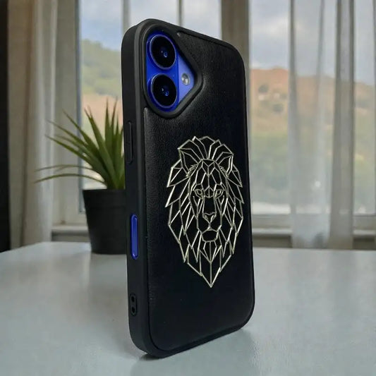 Lion Emblem Leather Case - iphone 16