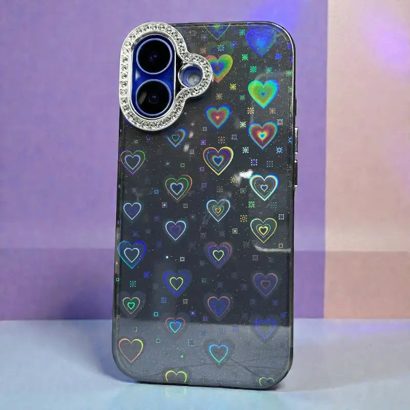 Glitter Heart Transparent Case - iphone 16