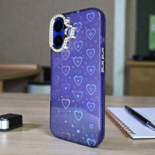 Glitter Heart Designer Case - iphone 16