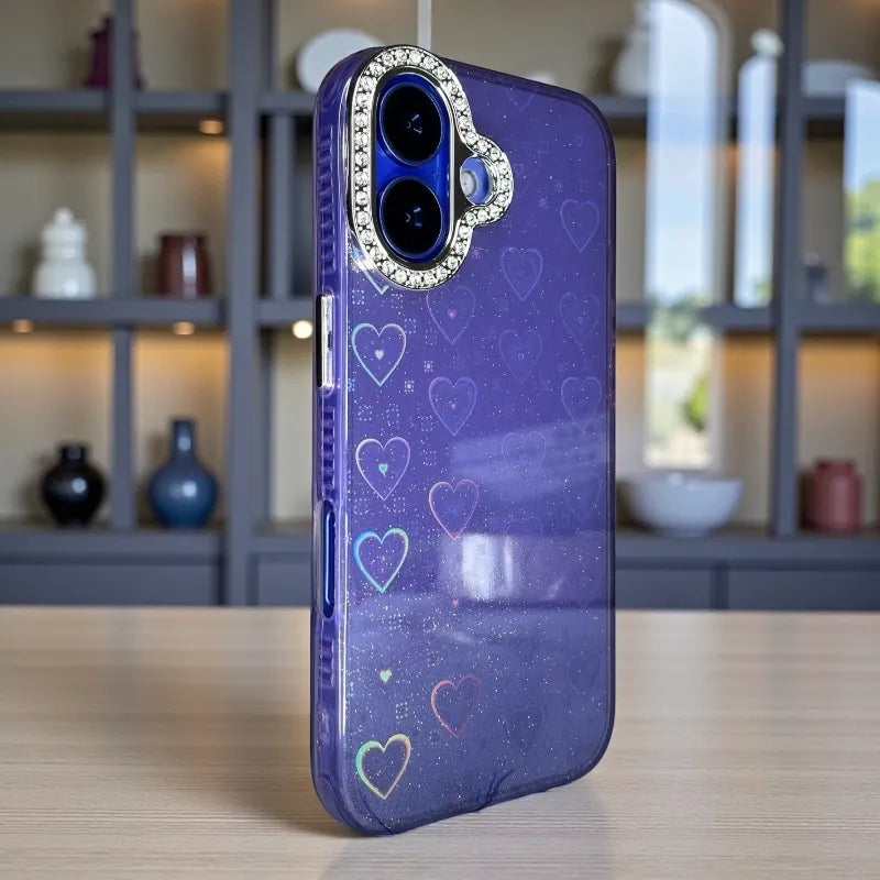 Glitter Heart Designer Case - iphone 16