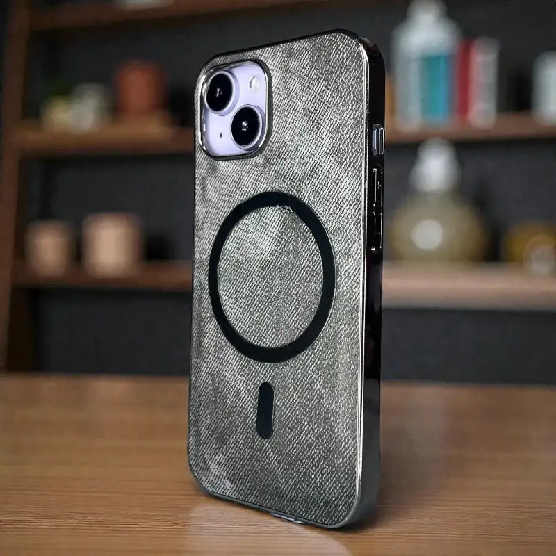 Grey Fabric-Look MagSafe Back Case - iphone 15