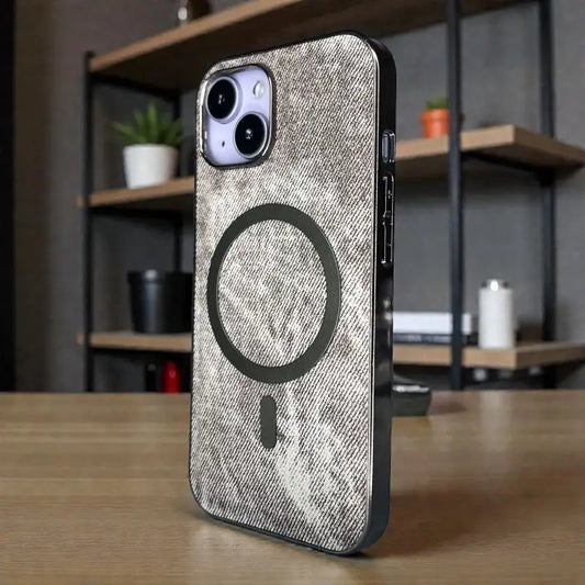 Grey Fabric-Look MagSafe Back Case - iphone 14