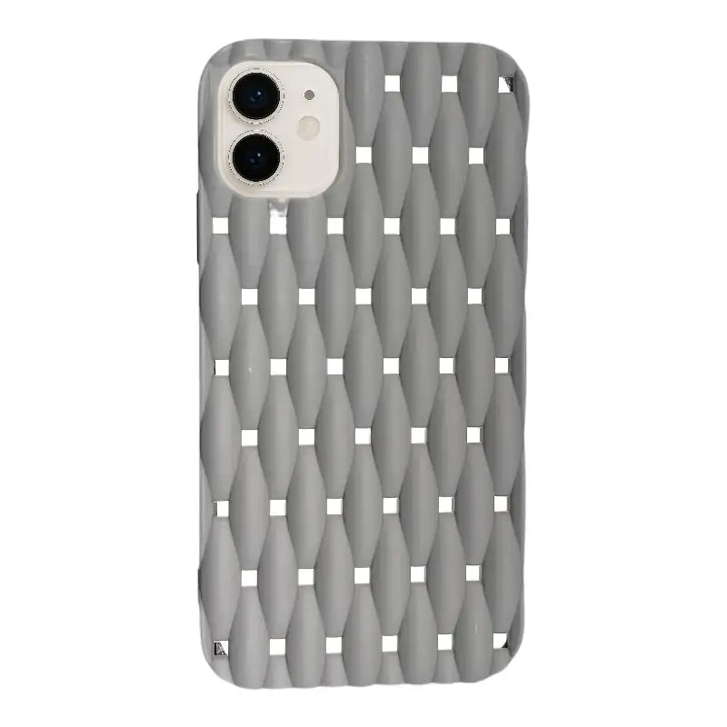 Stylish Grey Tufted iPhone 11 Case with Diamond Pattern