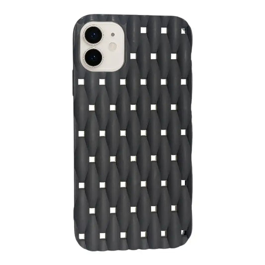 Stylish Black Tufted iPhone 11 Case with Diamond Pattern