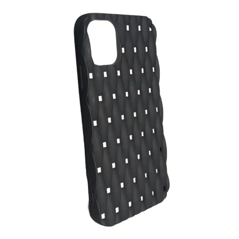 Stylish Black Tufted iPhone 11 Case with Diamond Pattern