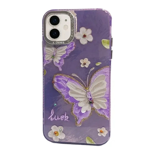 Purple Butterfly iPhone 11 Case with Rhinestone Accents