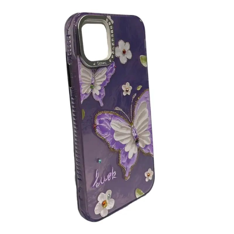 Purple Butterfly iPhone 11 Case with Rhinestone Accents