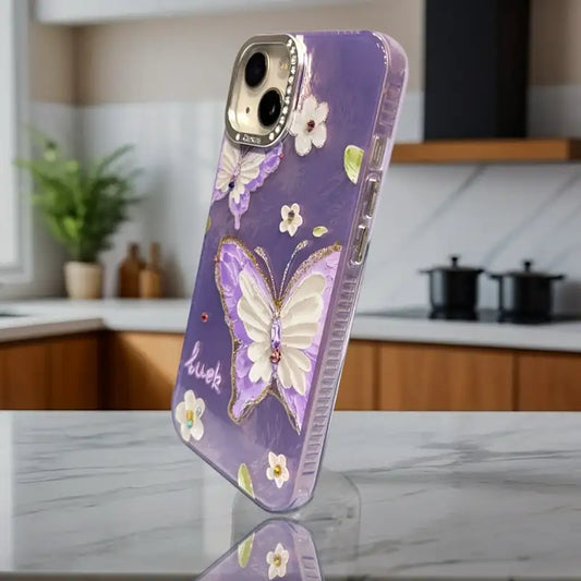 iPhone 13 14-Purple-Butterfly Bloom Case