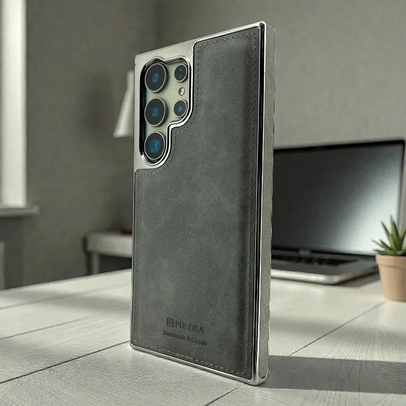 Grey Leather Case - samsung s23 ultra cases
