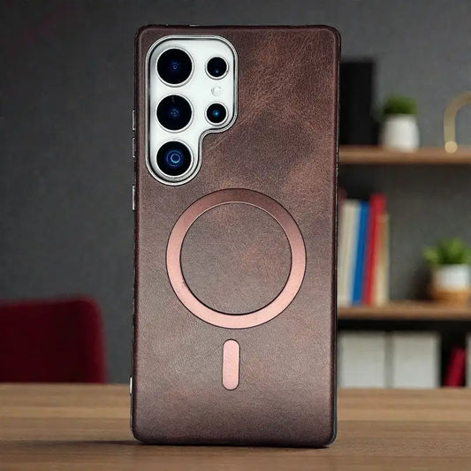 Magnetic Ring Leather  Case