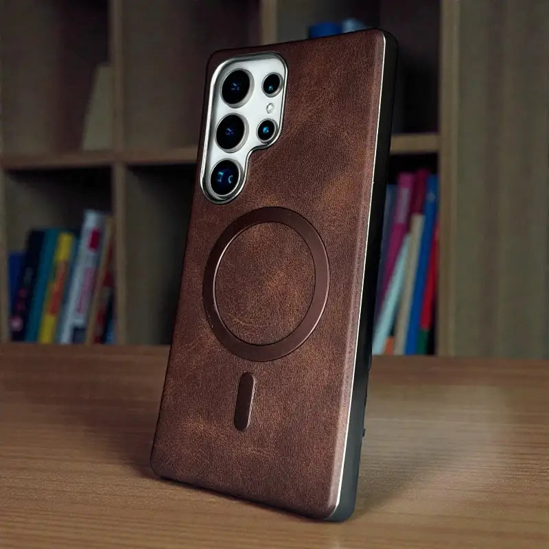 Magnetic Ring Leather  Case