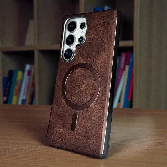 Magnetic Ring Leather  Case
