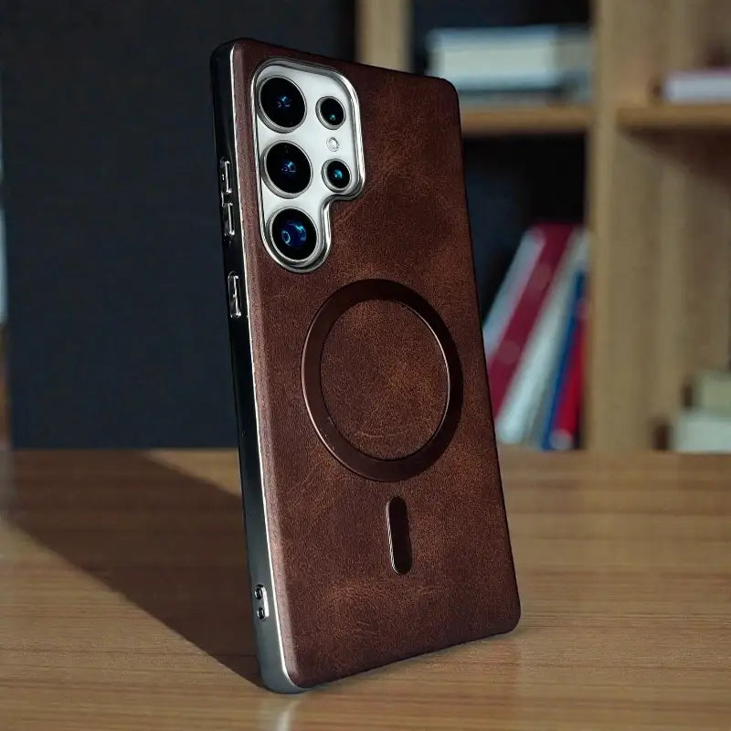 Magnetic Ring Leather  Case