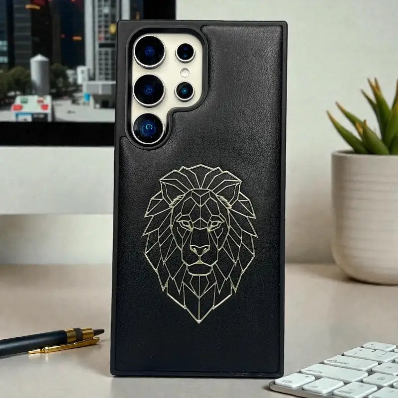 Lion Emblem Leather Case