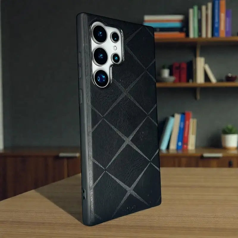 Diamond Pattern Premium Leather Case