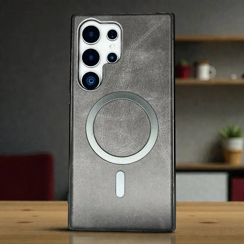 Matte Leather Magnetic Circle Case