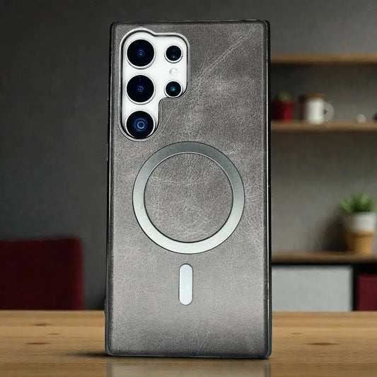 Matte Leather Magnetic Circle Case
