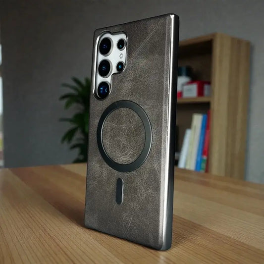 Matte Leather Magnetic Circle Case