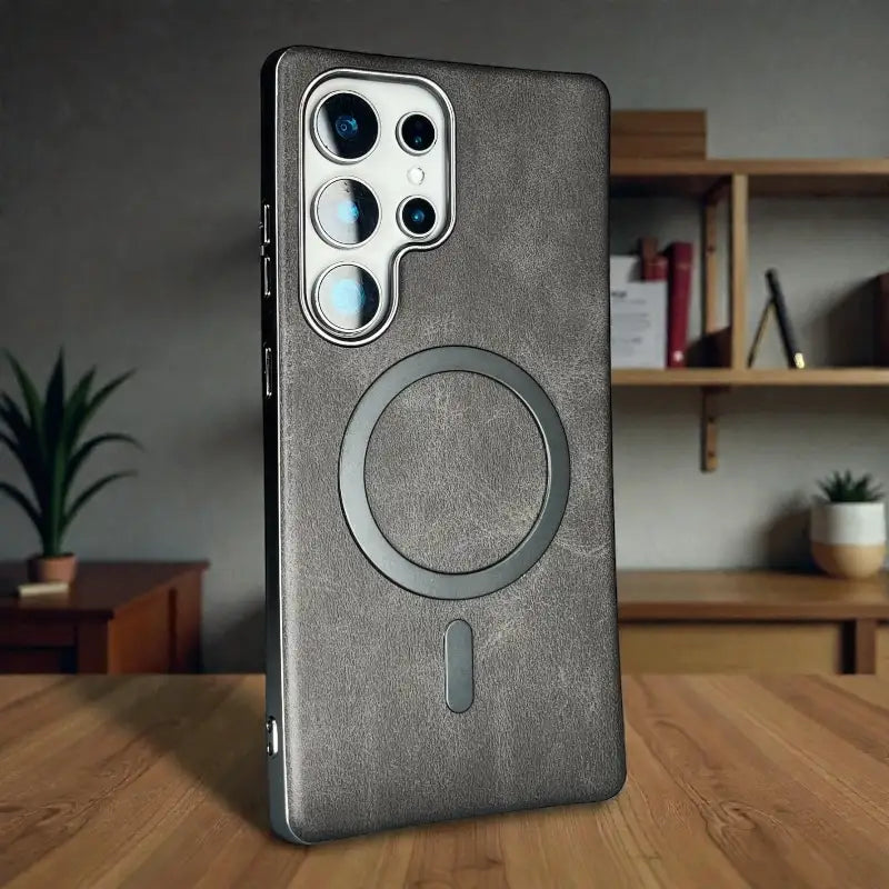 Matte Leather Magnetic Circle Case