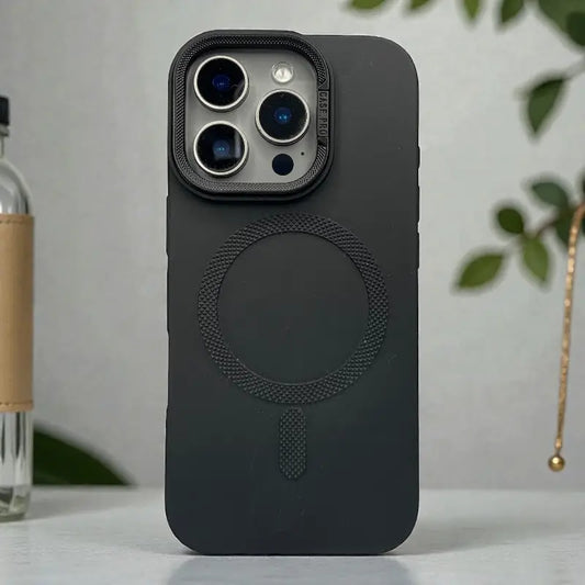 Black Silicone MagSafe Stand Case -Iphone 15 pro max