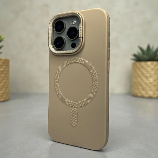 Gold Silicone MagSafe Stand Case -Iphone 16 pro max