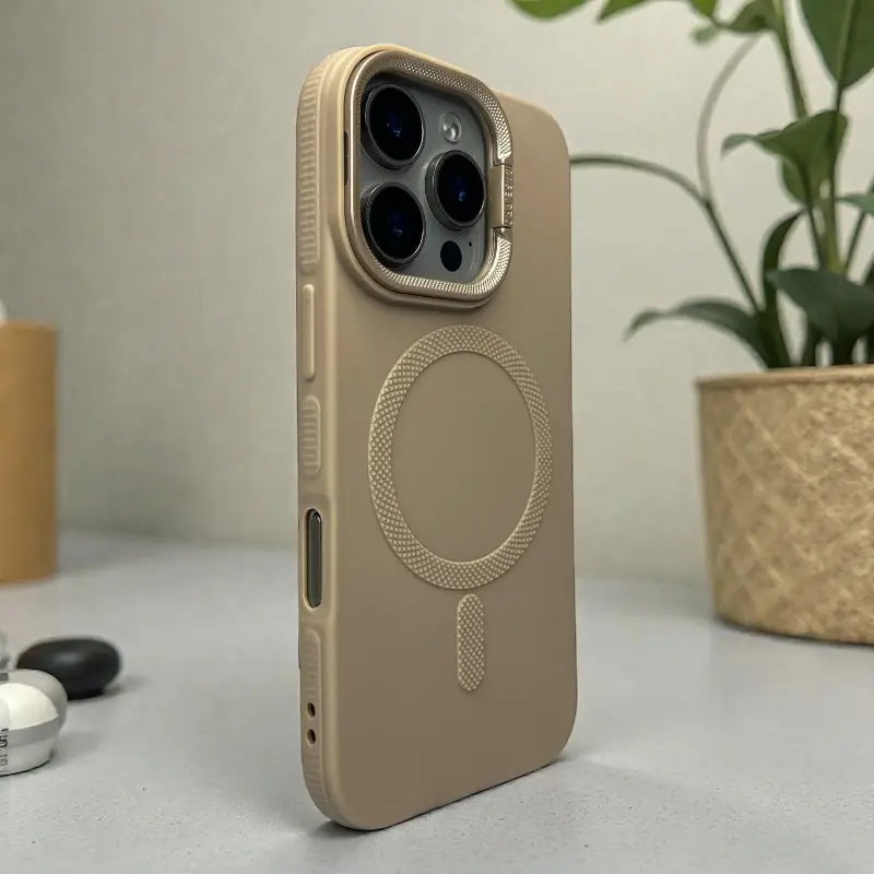 Gold Silicone MagSafe Stand Case -Iphone 14 pro max
