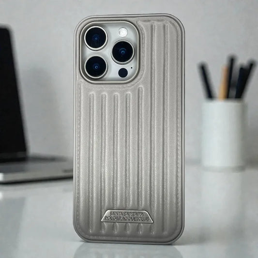 Ribbed Leather Back Case - iphone 16 pro