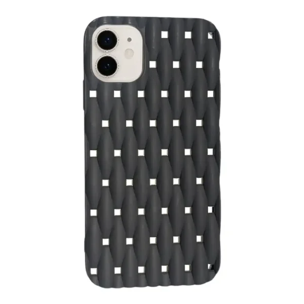 Stylish Black Tufted iPhone 11 Case with Diamond Pattern