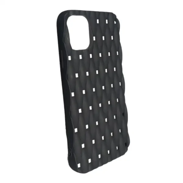 Stylish Black Tufted iPhone 11 Case with Diamond Pattern - Image 2